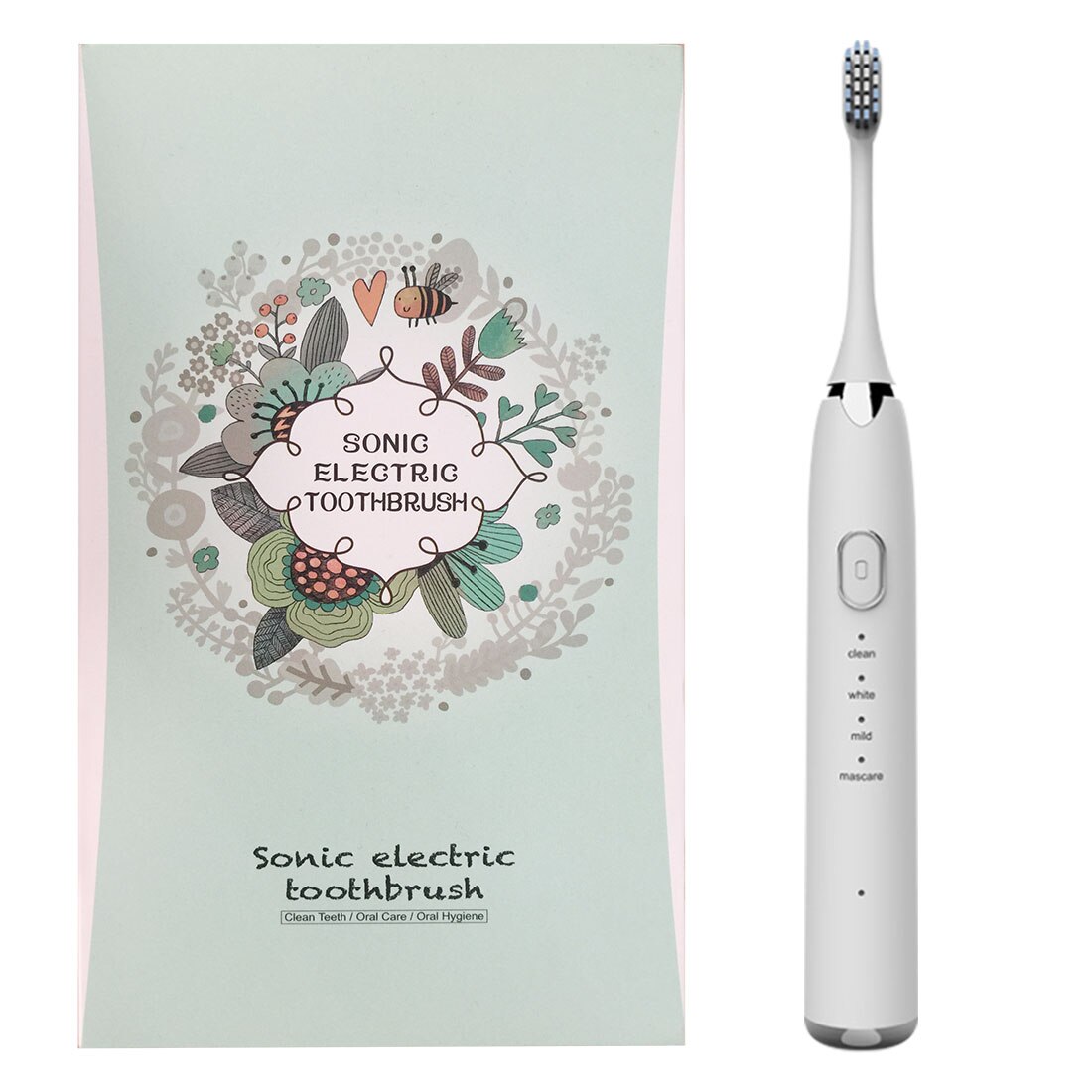 Sonic Elektrische Tandenborstel 4 Modes Usb Aangedreven Reizen Waterdichte Toothbruhs Automatische Volwassenen: White