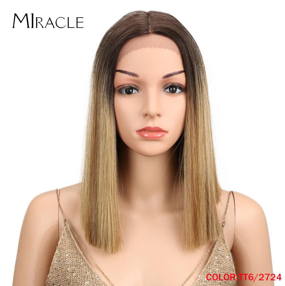 Bob Wig Synthetic Wig Short BOB 14 inches Synthetic Lace Wig Ombre Blonde Cosplay Wigs For Black Women Miracle Wig: TT6-2724