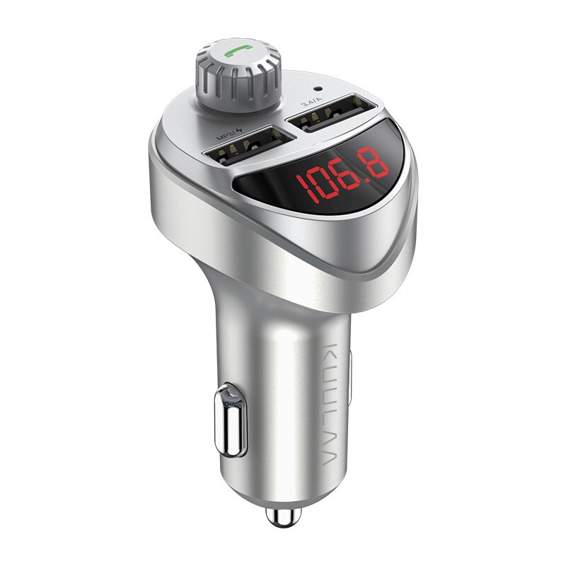 KUULAA Car Charger FM Transmitter Bluetooth Car Audio MP3 Player TF Card Car Kit 3.4A Dual USB Car Phone Charger For Xiaomi Mi: Silver