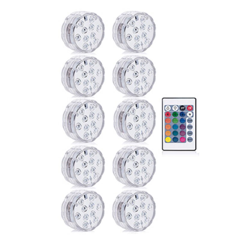 4/6/10 stk led undervandslys rgb dyklampe fjernbetjening udendørs  ip68 vandtætte havepool festlampe levende lys: 10 lampe 1 controller