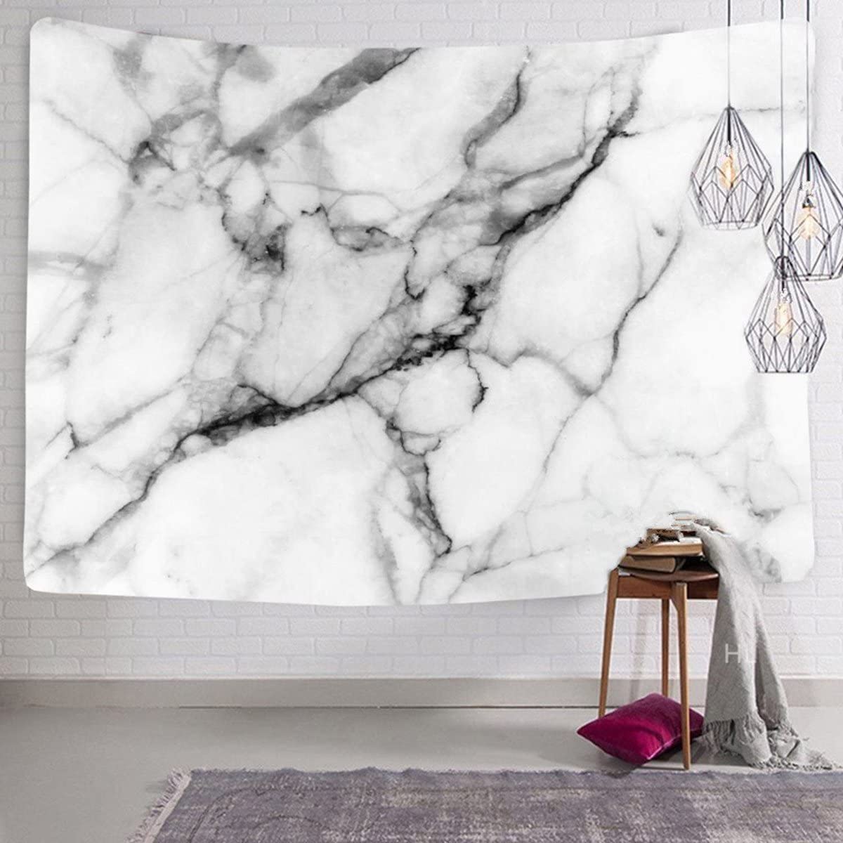 Black and White Marble Tapestry Wall Hanging Grey Printed Art Blanket Aesthetic For Living Bedroom Boho Home Decoration