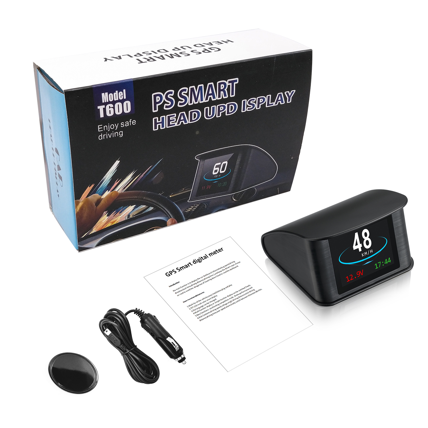 Universal HUD P10 OBD2 Smart Digital Meter T600 Head Up Display overspeed alarm engine fault code Car Navigator for Car Safely: GPS Speedometer T600