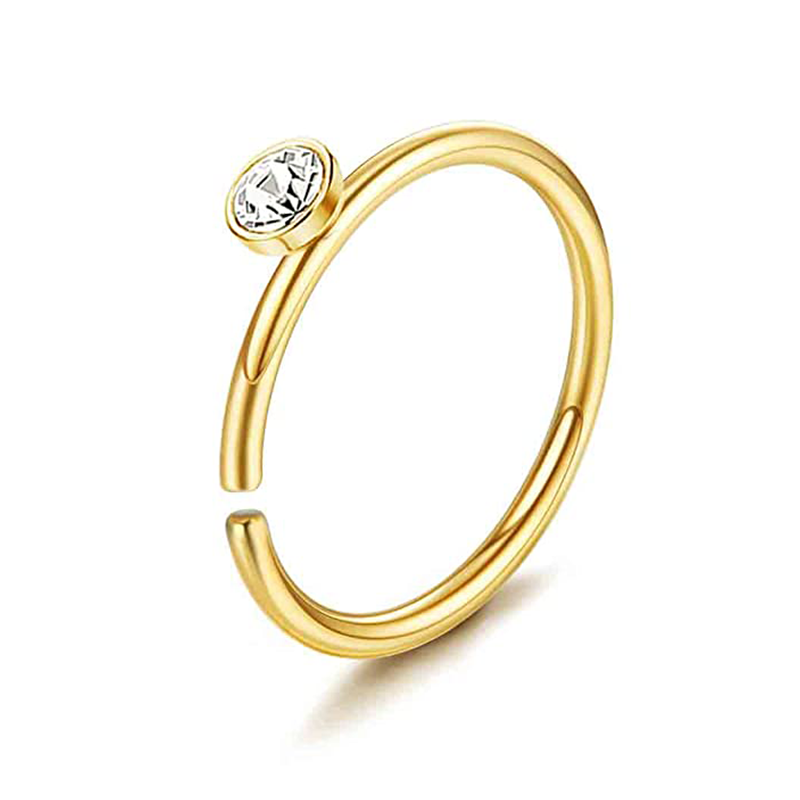 Drperfect-anillos para la nariz para mujer, tachuelas de acero quirúrgico de 20G, aro para la nariz, sacacorchos en forma de L, anillo para la nariz, joyería para Piercing en la nariz: Bañado en rodio de imitación