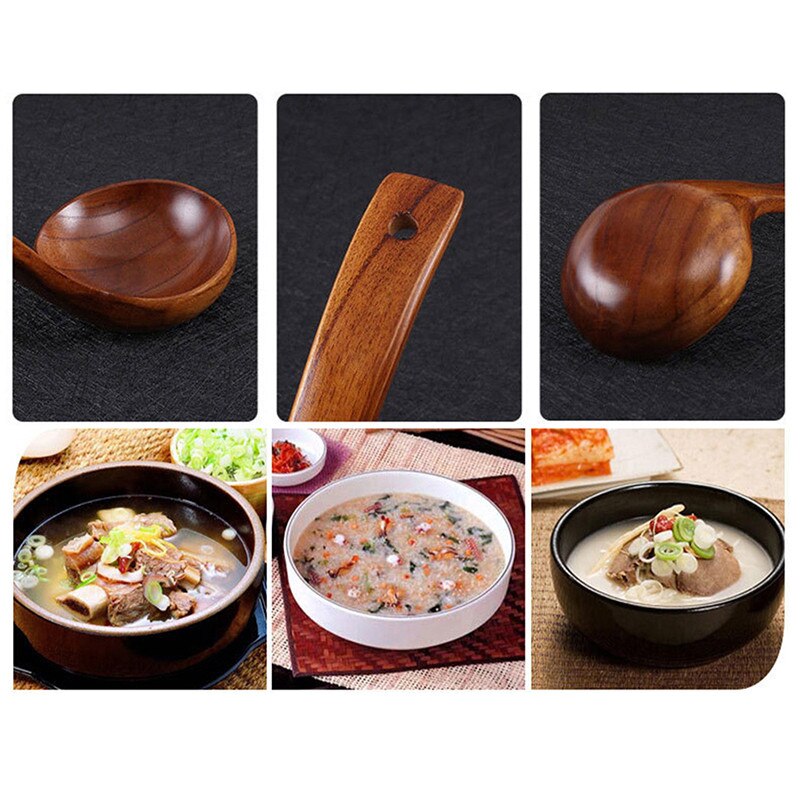 Long Wooden Cooking Scoop With Straight Handle Catering Tableware Kitchen Utensils Natural Wood Spoon Soup Ladle