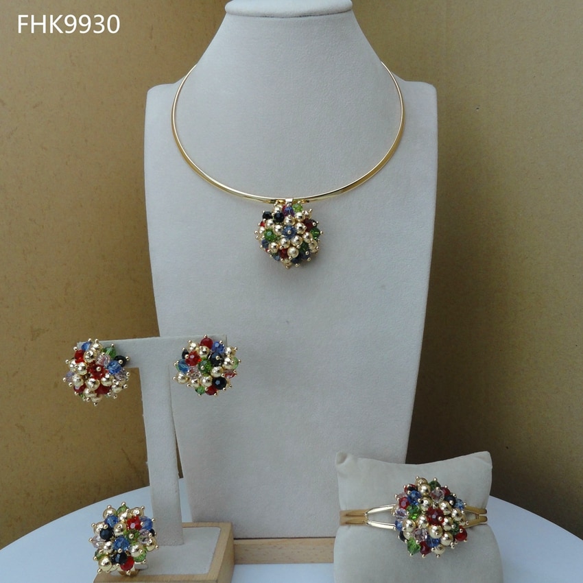 Yuminglai African Jewelry Sets Multi Color Jewelry Dubai Costume Jewelry for Women FHK9930