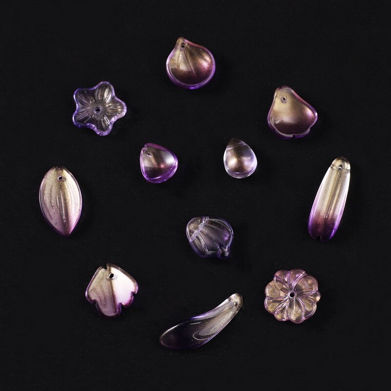 10 st kronblad lampwork pärlor flerfärgade glaspärlor för smycketillverkning handgjorda gör-det-själv-håraccessoarer sömnadstillbehör