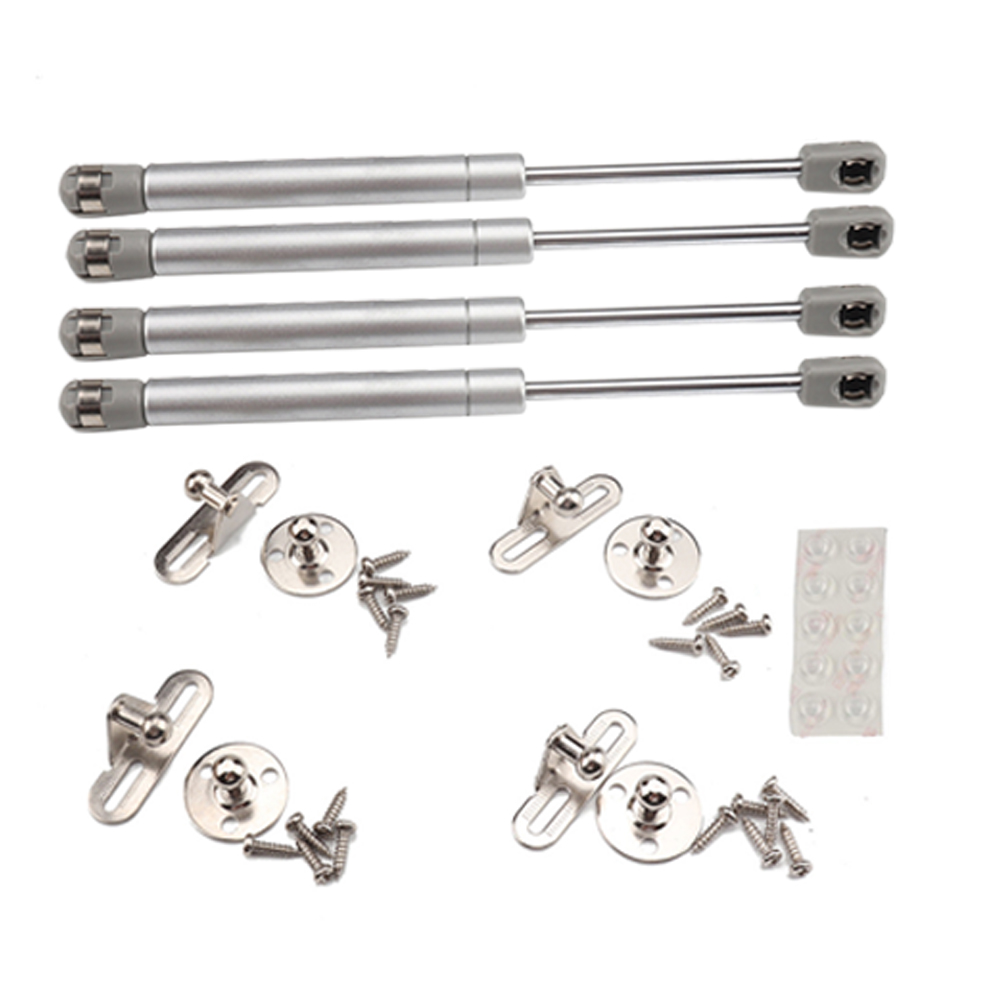 4 stk 100n 22.5lb soft close rv dele gasfjeder lift støtte stang møbel stiver stang universal hængsel stål beslag front kaleche: Sølv