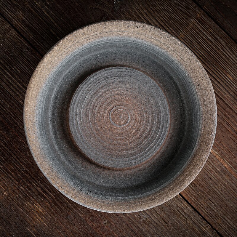 Clay pot bearing Large Japanese-style hand-made retro pot holder dry bubble tea saucer ceramic water storage storage: Default Title