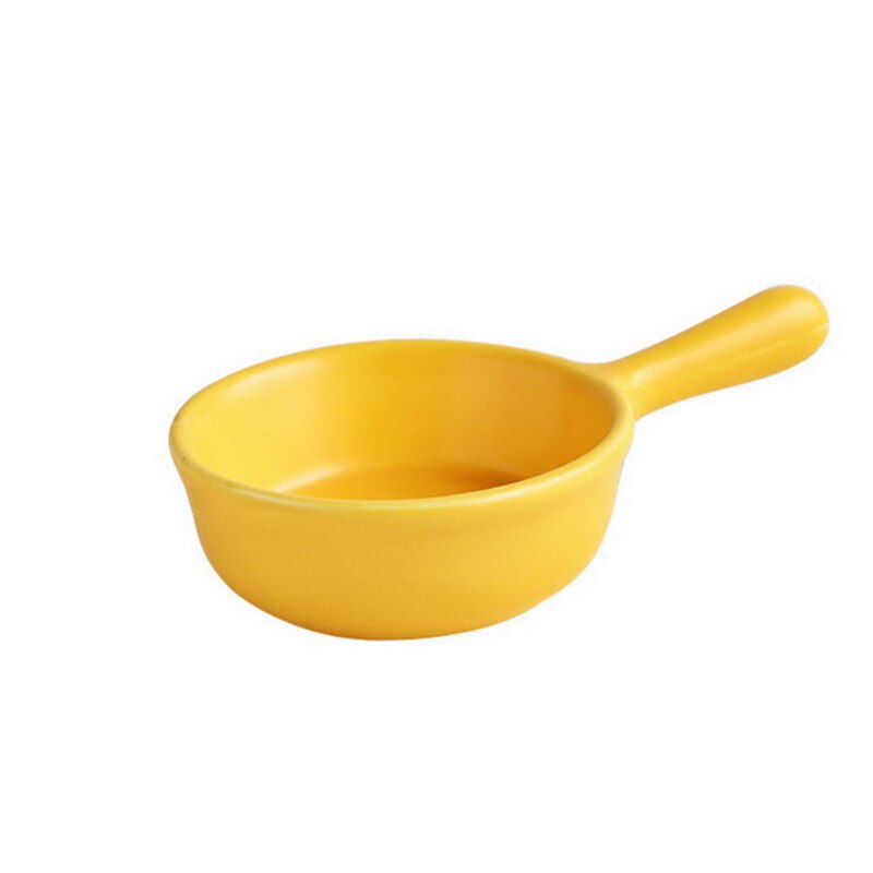 Nordic Ceramic Salad Bowl With Handle Breakfast Cereal Fruit Bowl Solid Color Dessert Soup Noodle Bowl Microwave Oven Special: Gray