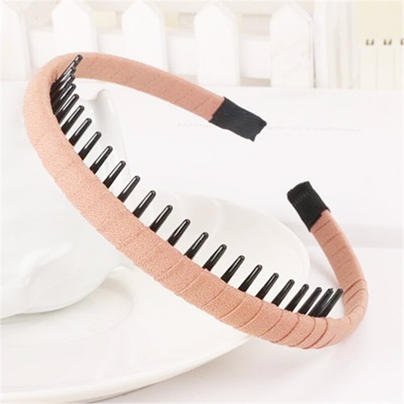 Women Girls Headdress Solid Cloth Headband Wrap Hair Hoop Bezel With Teeth Female Hair Accessories Hairband Headwear: Pink