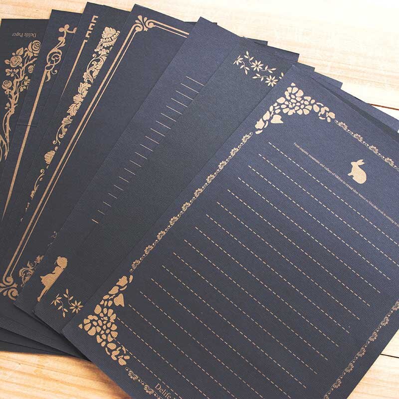 32 pcs Multi Ontwerpen Brief Pad Papier Kawaii Craft Zwart Wit Brief Papier Klassieke Office School Thuis Brief Papier pad: Black