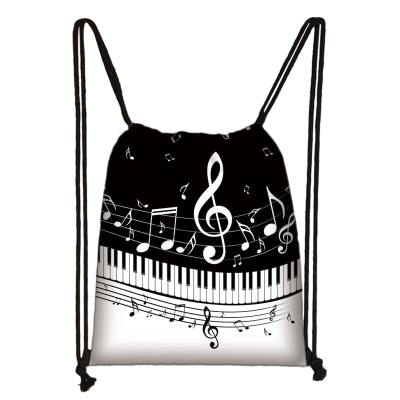 Mochila de Piano/guitarra con cordón para mujer, bolsa de viaje para adolescentes, niños y niñas, bolsa de almacenamiento para notas musicales: skdpiano07