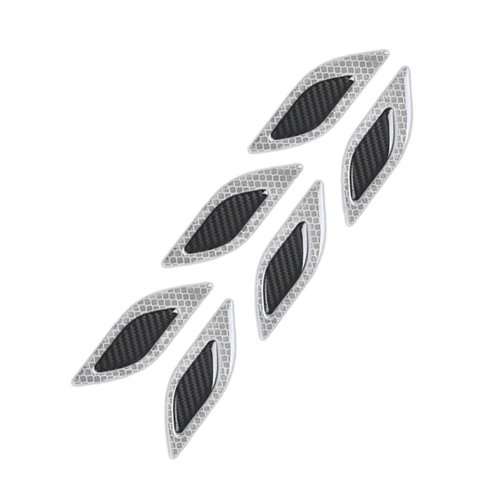 6Pcs Auto Reflecterende Strips Koolstofvezel Auto Sticker Truck Auto Motor Anti-Kras Veiligheidswaarschuwing Stickers: White