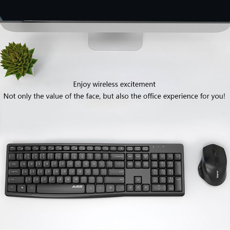 Ensemble clavier et souris sans fil ajazz  a2030w , étanche, silencieux et antibruit 10m ghz 2.4 pour ordinateur de bureau, ordinateur portable, android, ios, windows