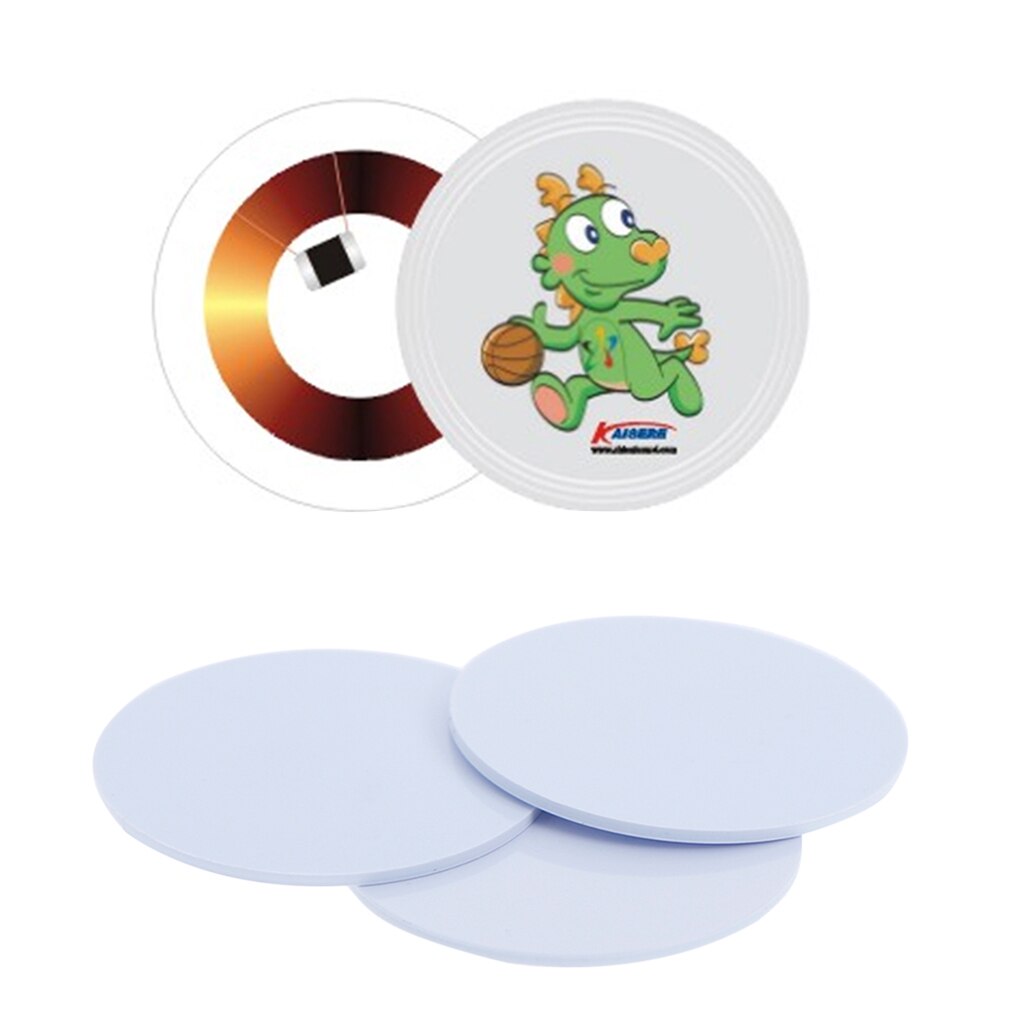 Puces NFC de forme ronde pour téléphone Portable, 13.56Mhz, étiquettes NFC Ntag215, cartes blanches, 10 pièces