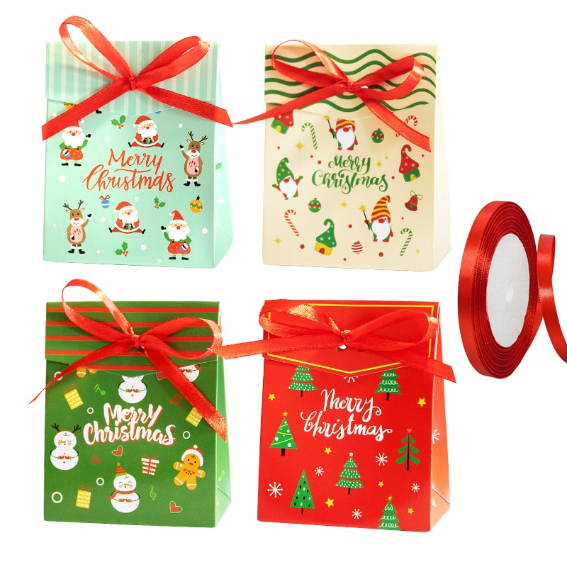 Christmas Advent Calendar Set Countdown Paper Box Winter Party Favor Treats Packaging Candy Pouch Wrap with Xmas Stickers