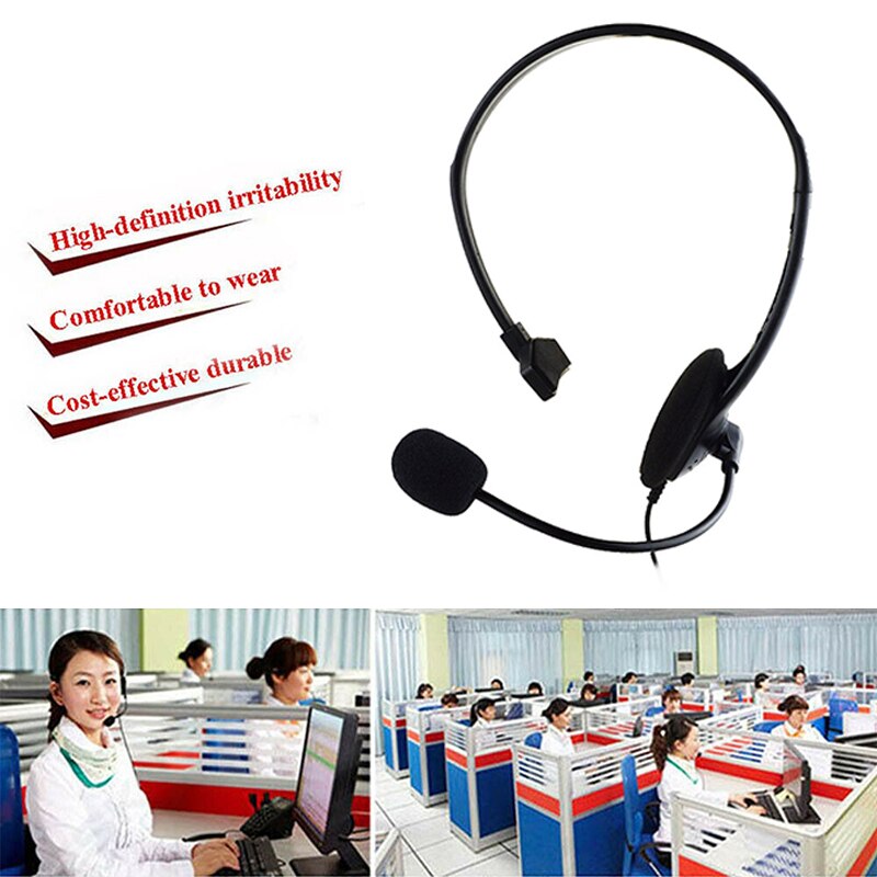 Headband Earphone With Flexible Microphone USB Cable Wired Noise Reduction Computer Headset For Laptop PC Computer Call Center