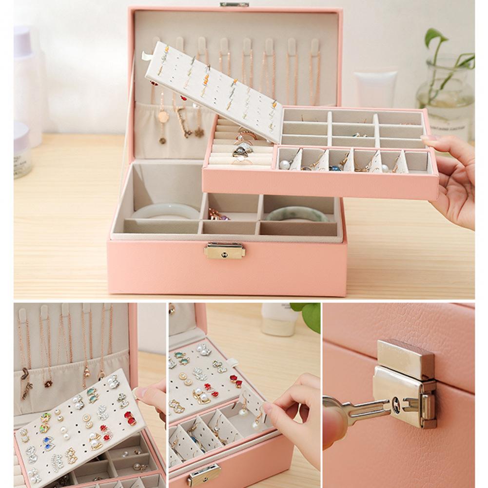 2 schichten Schmuck Box Halskette Ring Ohrringe Halter Schmuck Schatulle Organizer Schmuck Organizer Display Reise Schmuck Fall Boxen