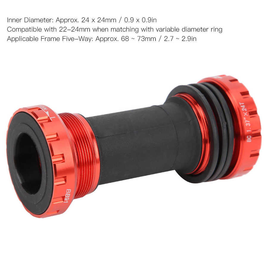 BB91 Bicycle Bottom Bracket Aluminum Alloy MTB Bike Thread Type 24mm Bicycle Bottom Bracket Bike Bottom Bracket