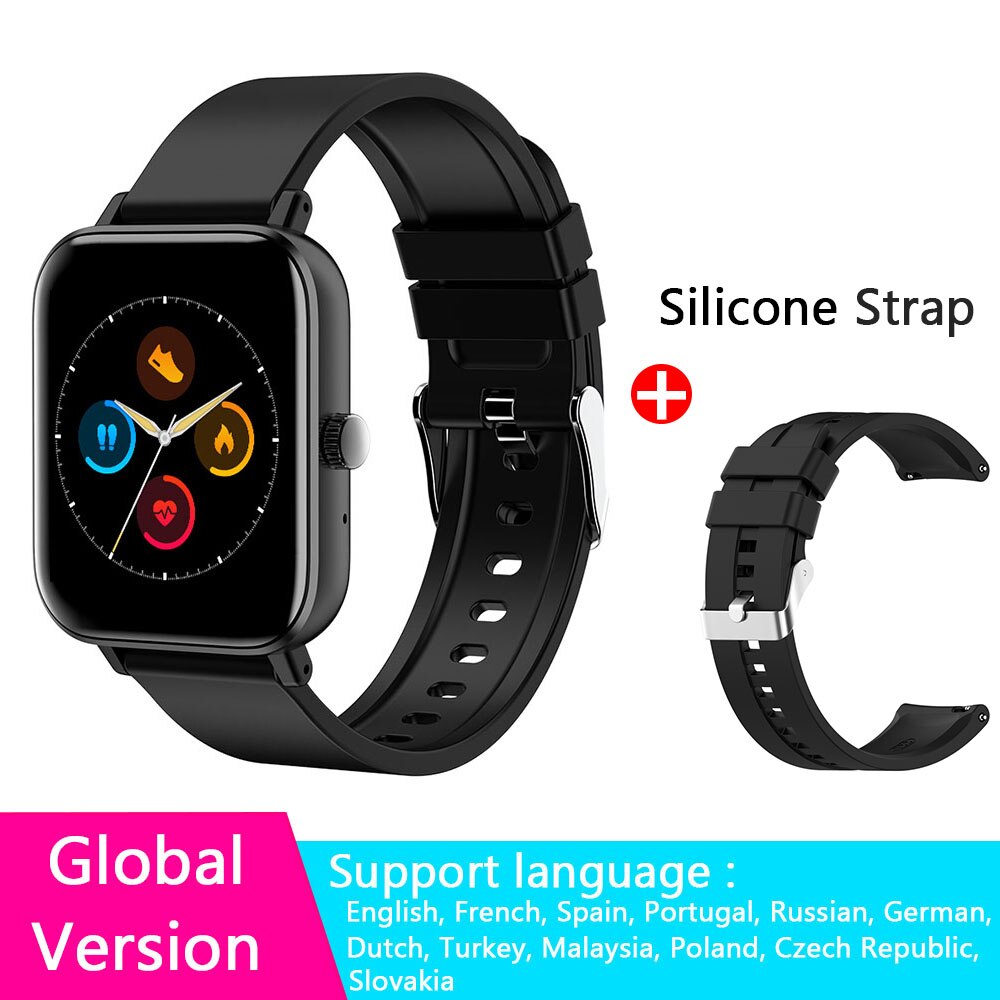 Smartwatch Men Bluetooth Call 1.72inch Full Touch Fitness Tracker Blood Pressure Clock Women Smart Watch for Xiaomi PK GTS Band: Set Silicone B