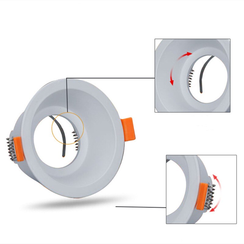 LED Recessed Downlight GU10 MR16 Round Replacement Aluminum Kit Fitting Mounting Ceiling Spotlights Lamp Socket Holder Fixtures