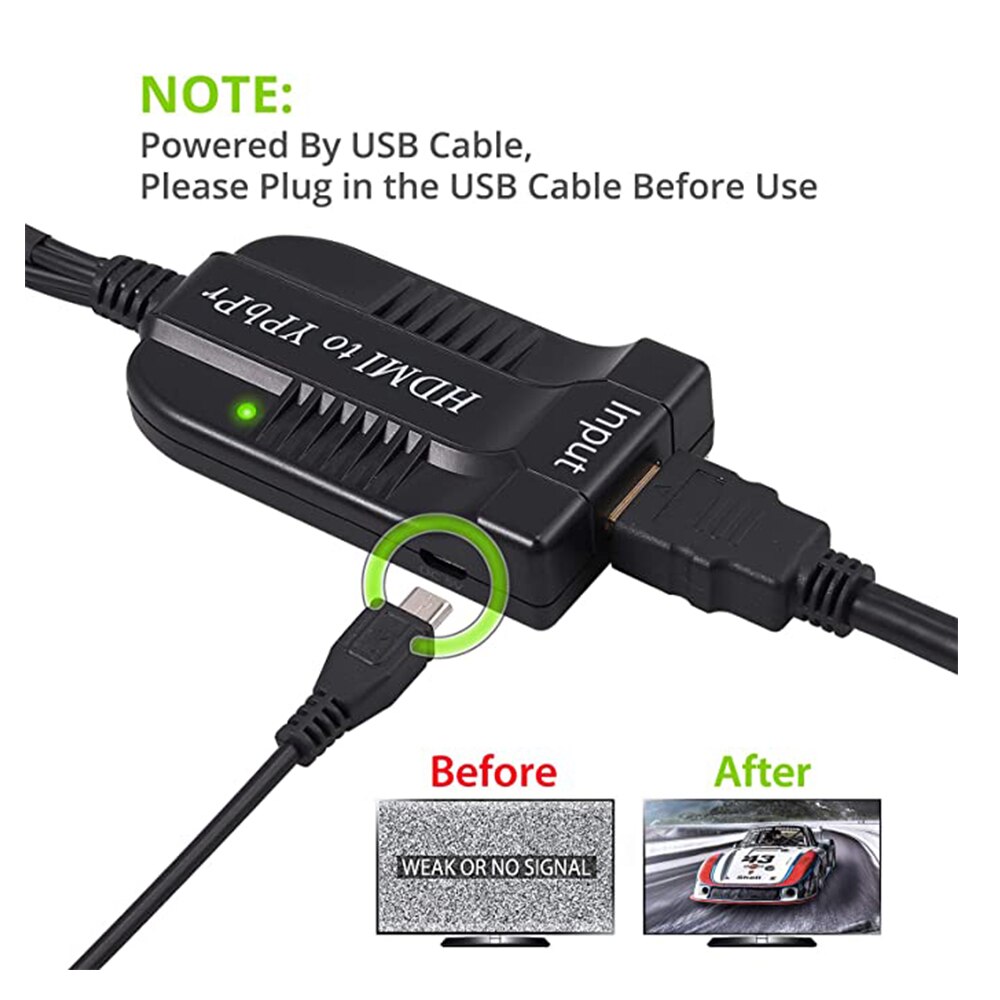 HDMI to Ypbpr Component Converter 5RCA Composite Video Frequency Conversion 1080P HD For Old TV