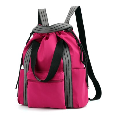 Nylon yogamåtte tasker gym fitness skuldertaske rygsæk sac de sport sports tas snørebånd gymtas til kvinder sporttas retro  xa39a: Stil 1 rose rød
