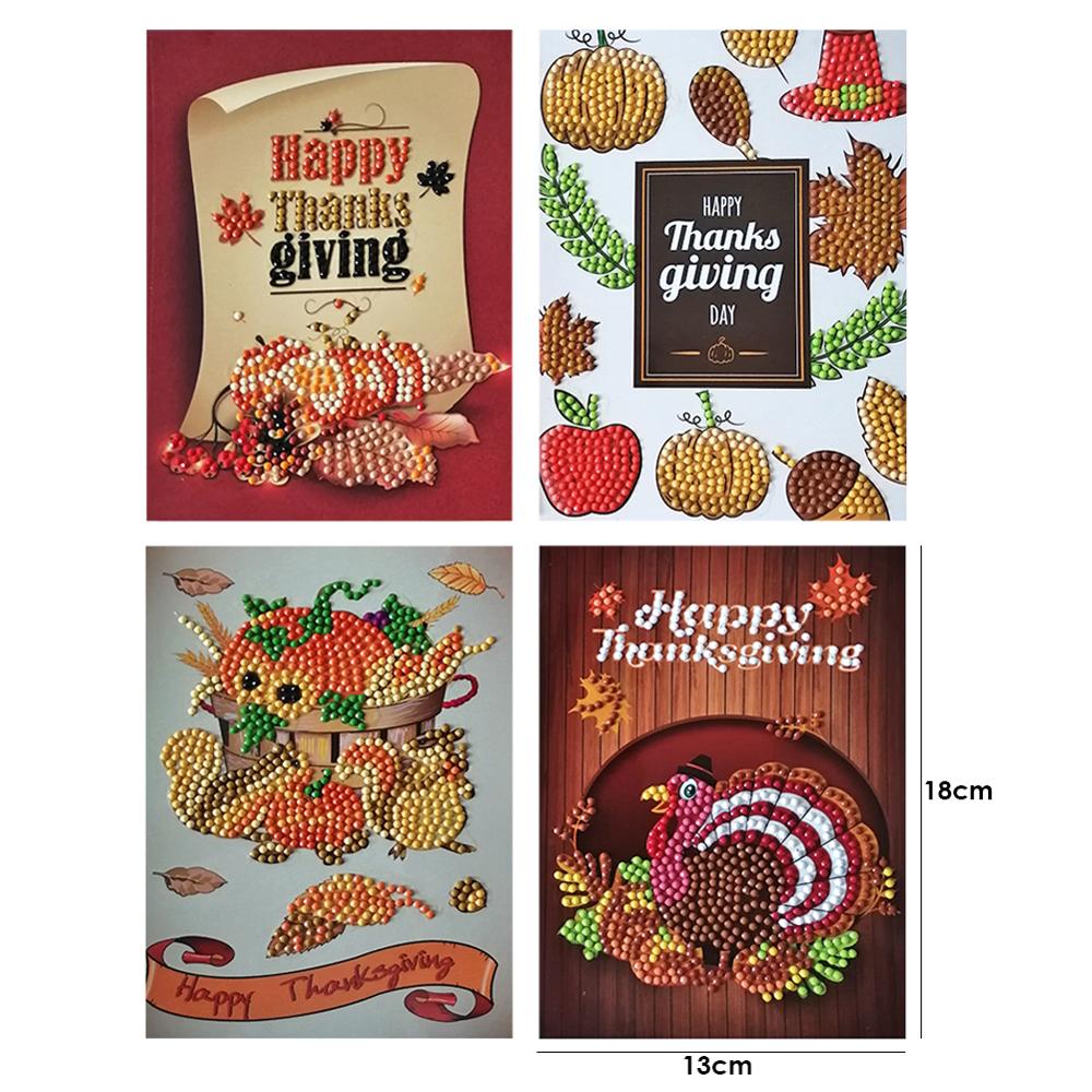 4pcs DIY Diamond Painting Greeting Card Painting Set Festival Party Christmas Birthday Hand Wish Card Wedding Card Box