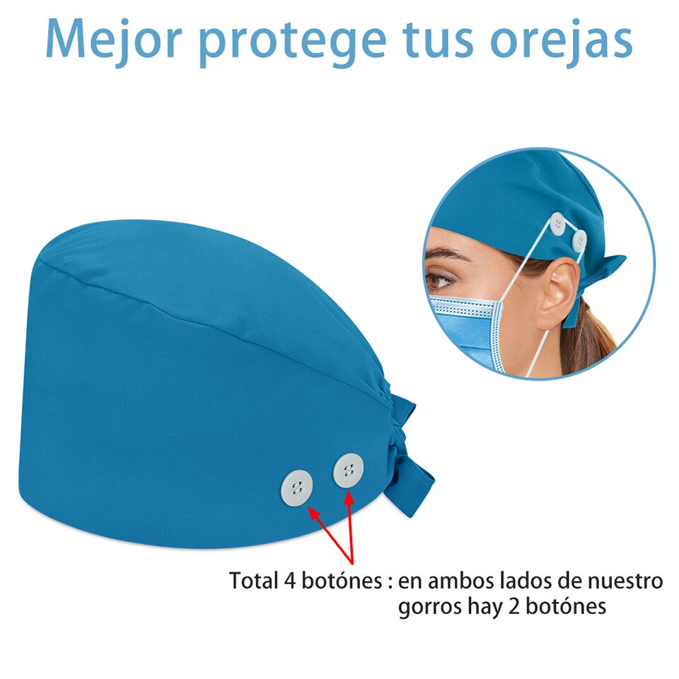 Unisex Adjustable Working Nurse Hat Bouffant Sanitary Cap Women Scrub Cap with Button Sweatband Cotton Nursing Caps Floral Print