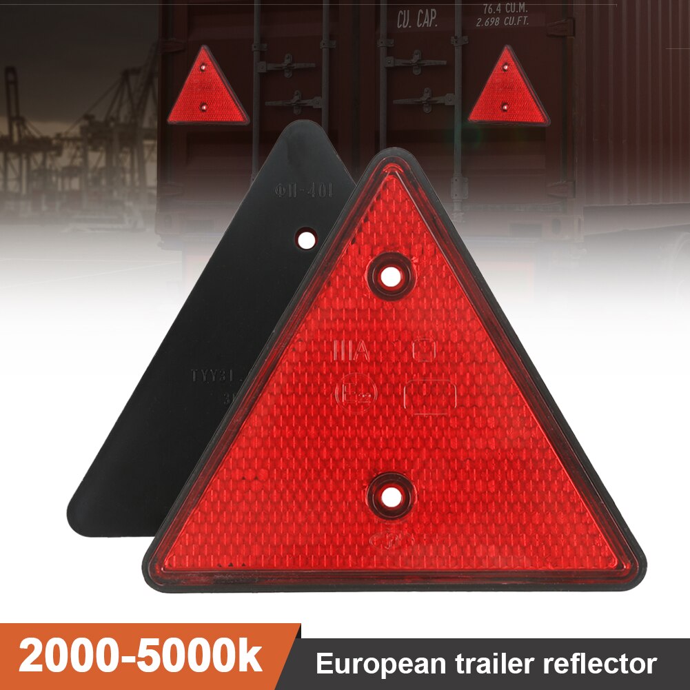 2 Pcs Triangle Warning Reflector Stop Warning Sign Reflective Safety Sign Board Truck Plate Red Rear Light Safety Reflective