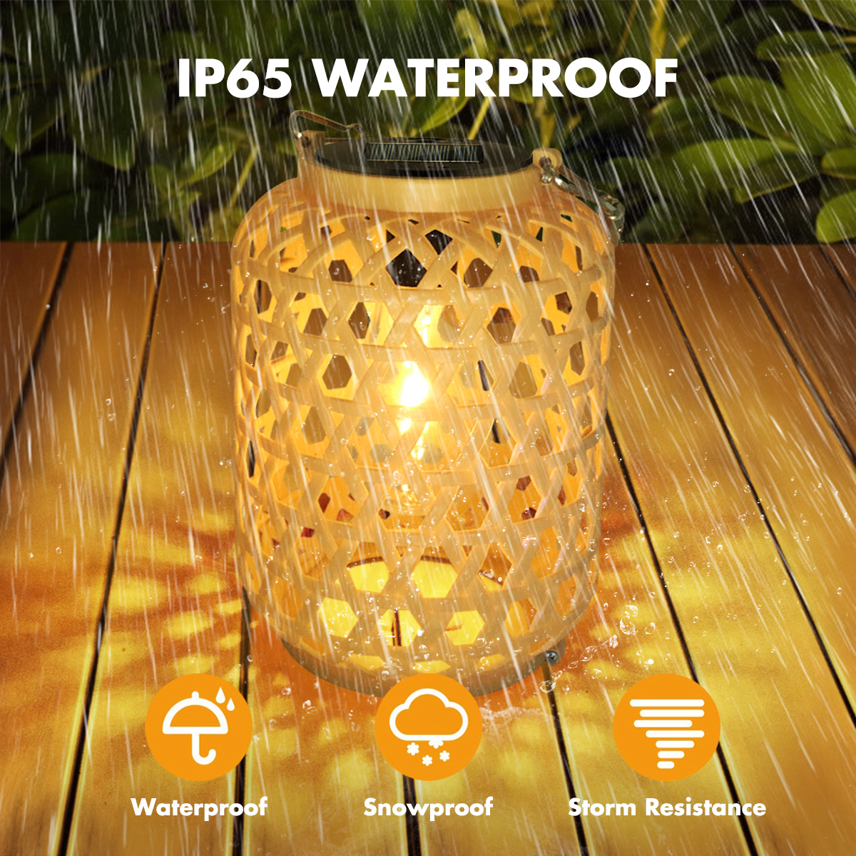 Decoratieverlichting Outdoor Rotan Solar Lantern met handvat Solar Gloeilamp LED Hangende Lantaarnverlichting Tuinlandschapslamp