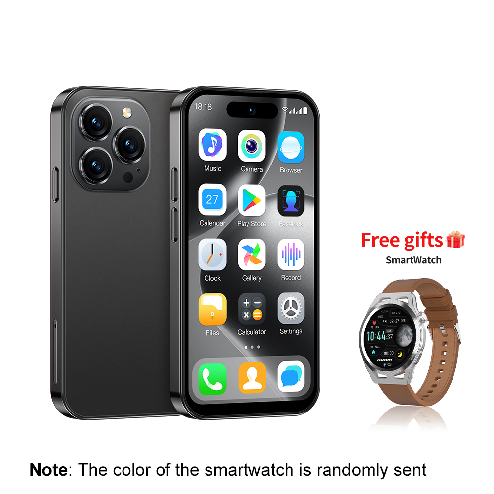 SmartWatch SERVO S16 Mini Smartphone 3G WCDMA Android 10-System Dual SIM bereithalten WIFI Bluetooth 4.0" HD Kleine Mobiltelefone: schwarz