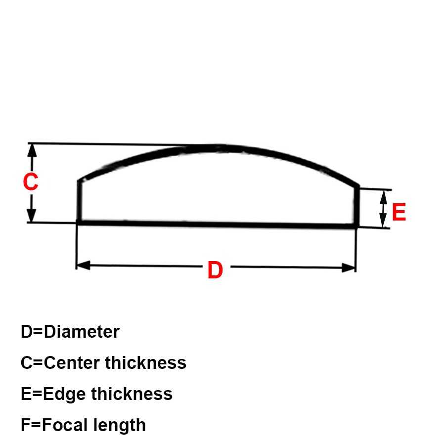 Durchmesser 28mm 30mm 34mm 38mm 42mm 50mm 52mm 55mm 60mm 80mm K9 Optische Glas Plano Konvexen Objektiv Lupe Glas Mit Schwerpunkt Linsen