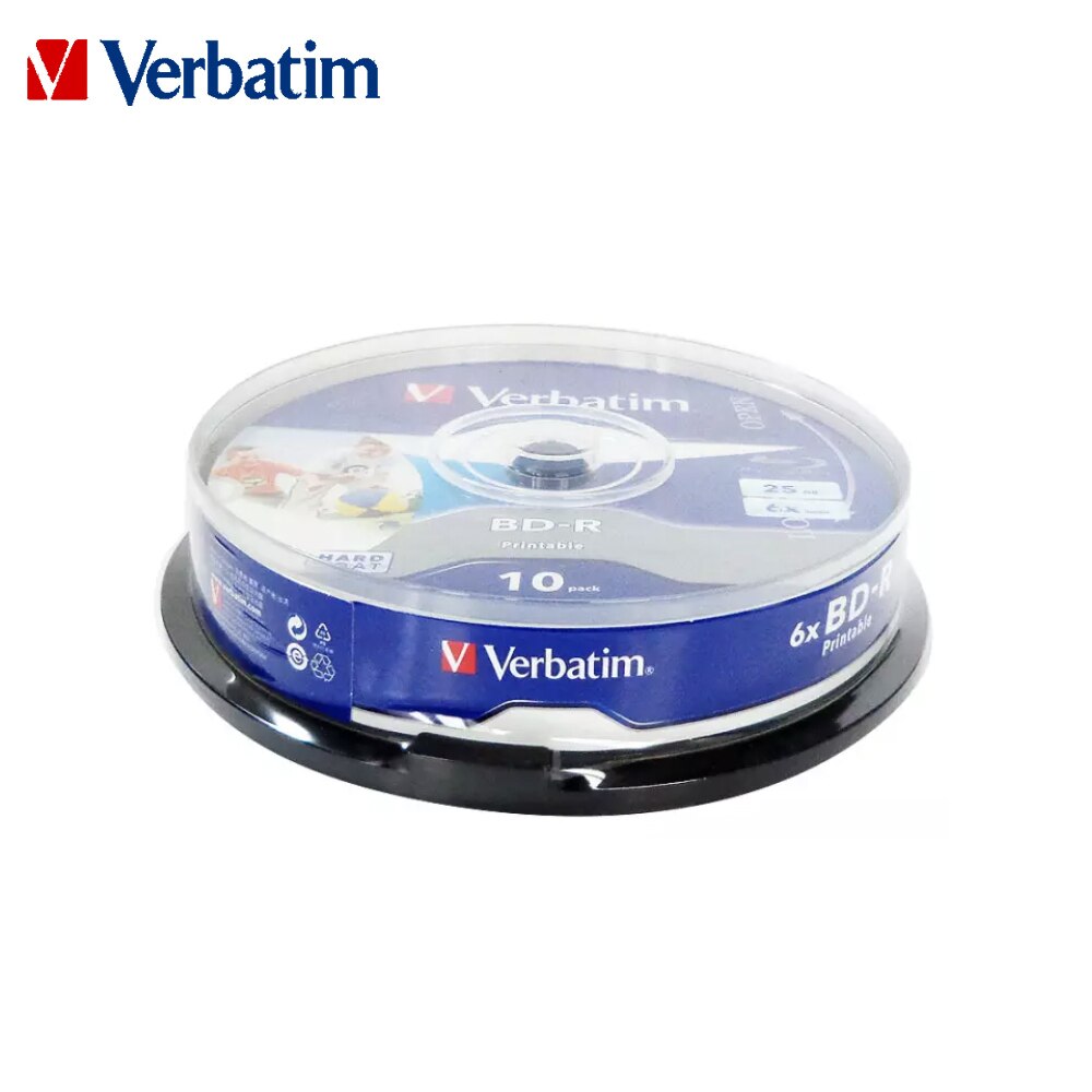 Original Verbatim 6X Blu-ray BD-R 25GB Blank Disc Recordable Media Unprintable Lots Blue Ray Disk Compact Storage blu ray player