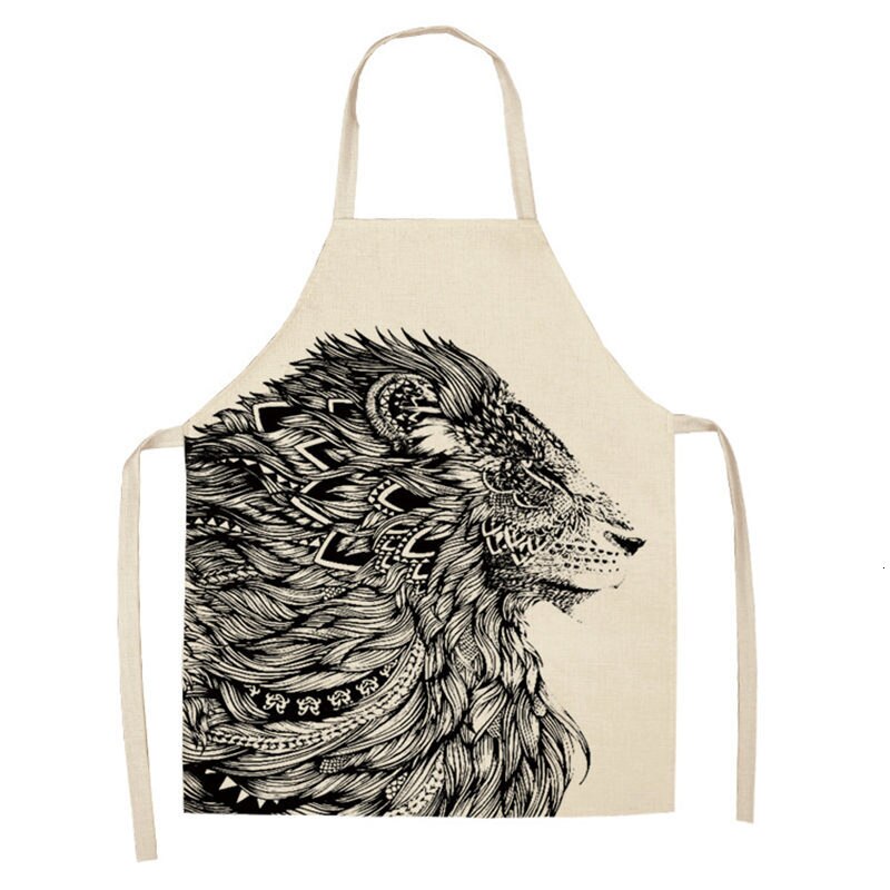 1 stuk uil hert dier keuken chef schort voor volwassenen katoenen linnen slabbetjes huishoudelijke schoonmaak schort thuis koken schorten 53*65cm: 2wq- wql 0079-13