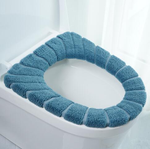Tapis de toilette universel, épais, doux, quatre saisons, automne-hiver, housse de siège de toilette, coussinets chauds lavables, 30cm: Bleu