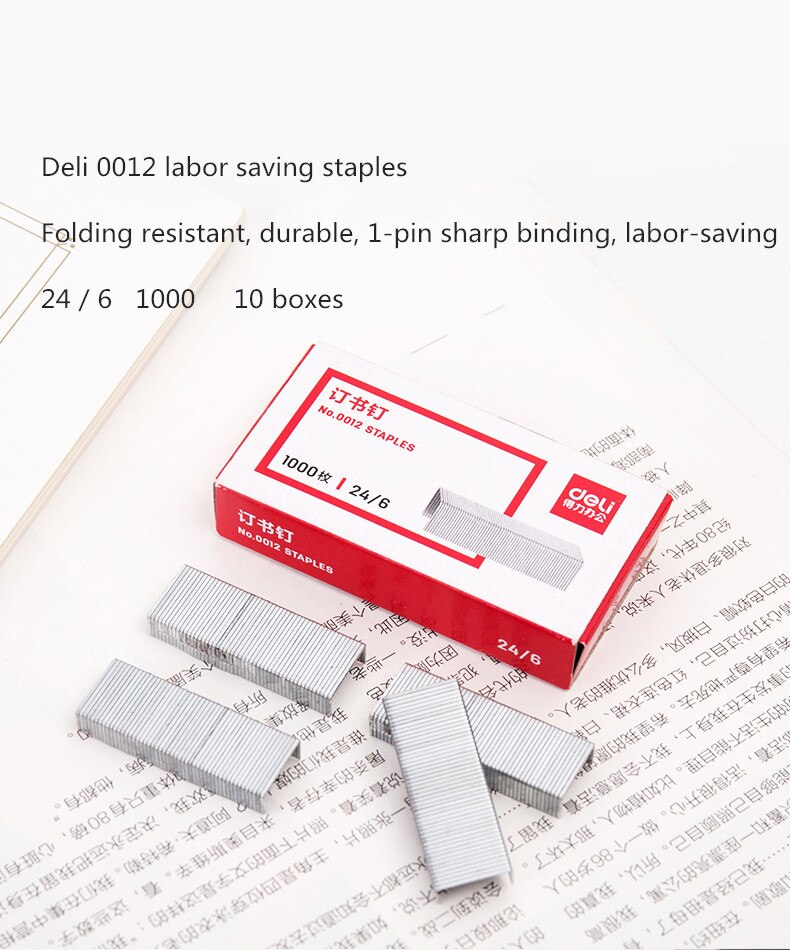 Deli -grapas universales para uso diario, caja de 1000 grapas unificadas, suministros escolares