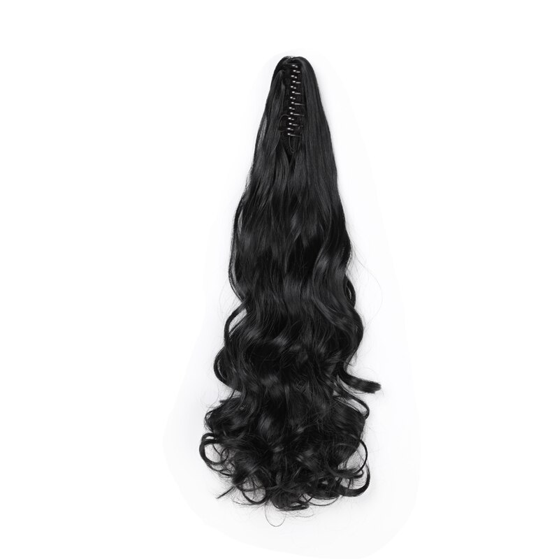 WIGSIN-extensiones de cabello rizado sintético para mujer, extensiones de cabello con Clip de cola de caballo, color negro, rojo y azul, 20 pulgadas de largo: 1B