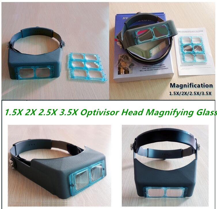 1.5X 2X 2.5X 3.5X Optivisor Headset Watchmaker Repair Magnifier Head Wearing Magnifying Glass Headband Eye Loupe