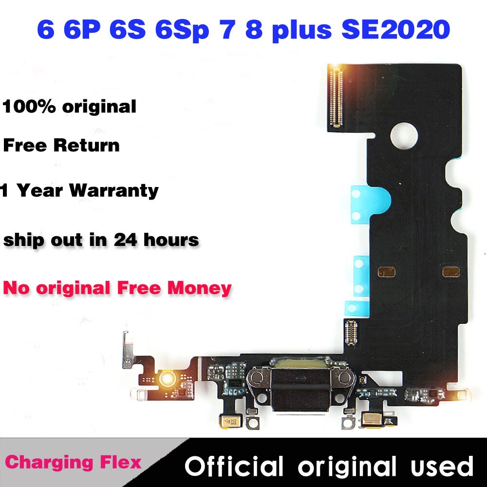 Official Original USB Charging Port Flex for IPhone 6 6s Plus 6sp 7 8 Plus SE2 Dock Connector Mic Flex Replacement Repair Parts
