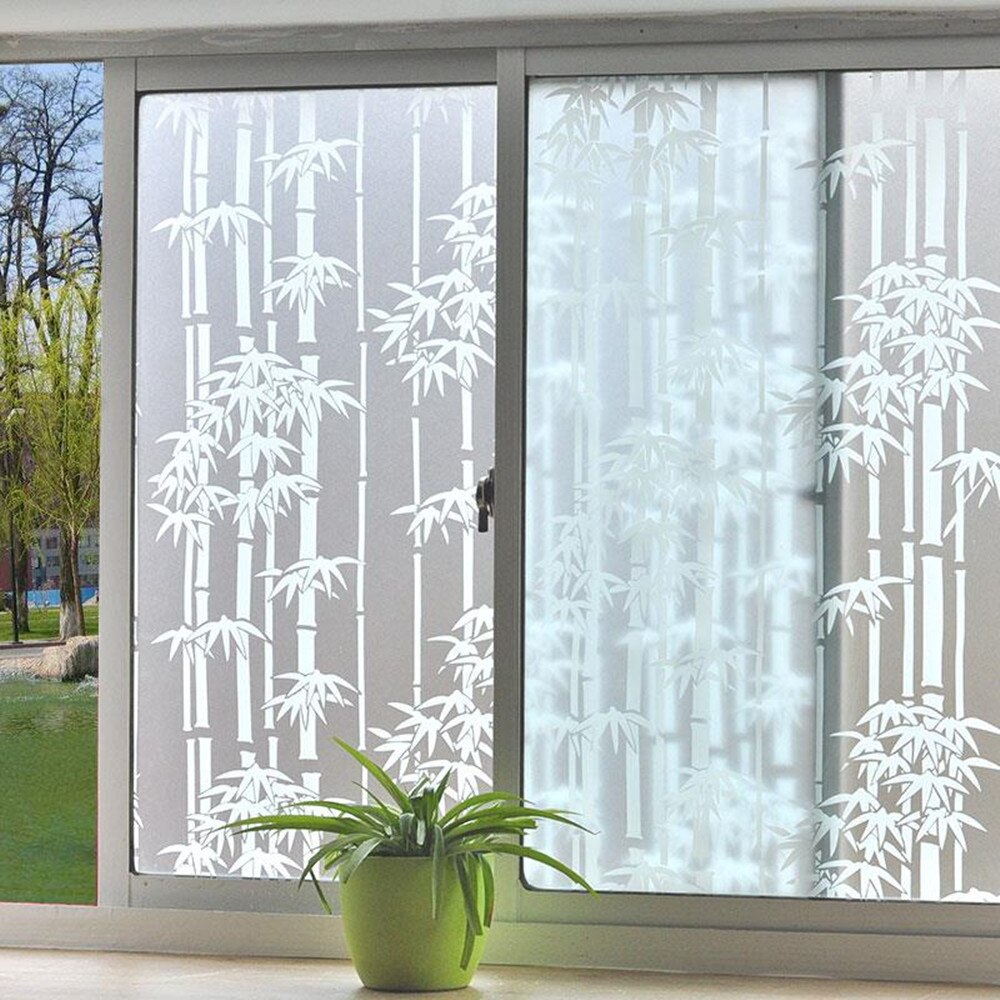 1.22x1m Wit Frosted Privacy Window Film Bamboe Patroon decoratie Glas Film Vinyl Sticker Anti-Uv film zelfklevende