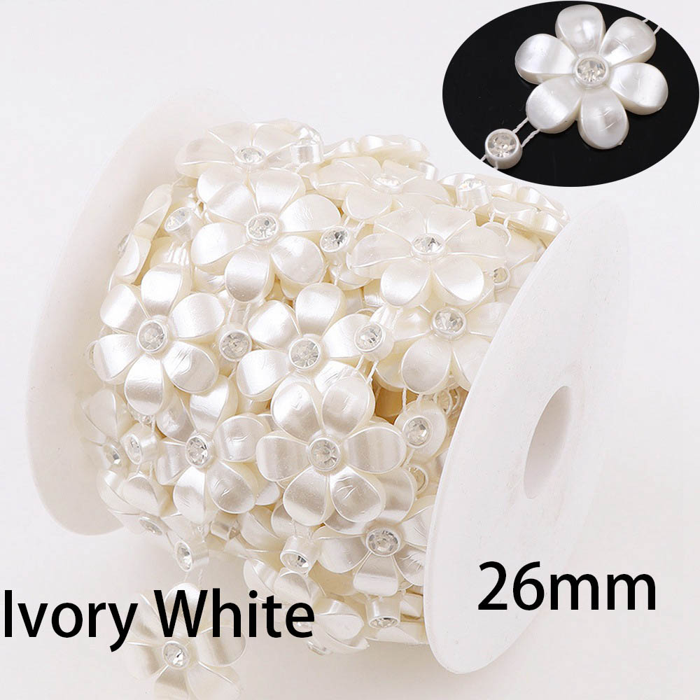 1 Yard Flower Series Rhinestone Chain ABS Pearl Jewelry Decor Wedding Dress Crafts Bridal Beads Appliques Garment Chain: DK-AA148
