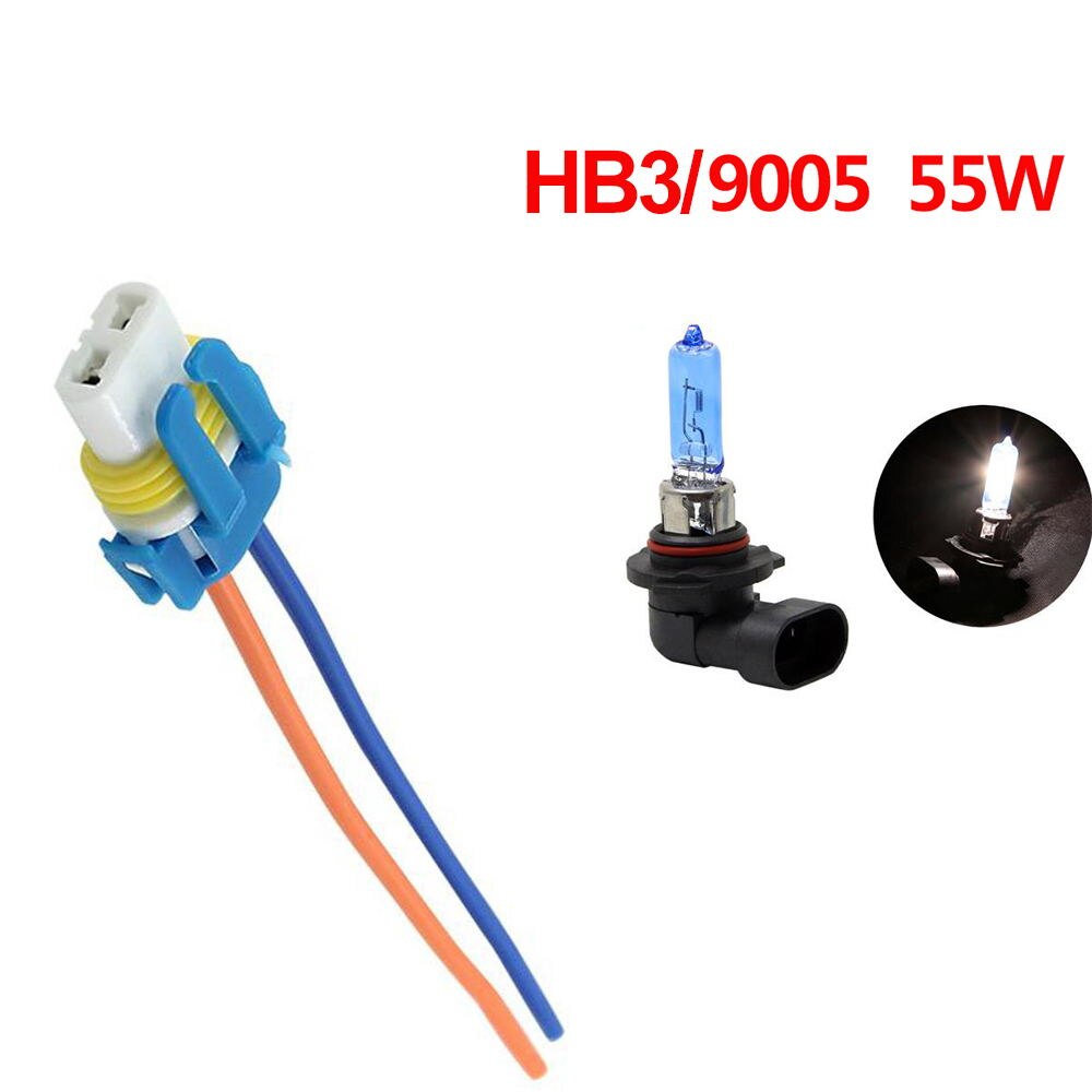 1PC Car H1 H4 H7 H11 HB3 HB4 Headlight Ceramic Bulb Holder Extension Automotive Wire Halogen Adapter Socket Lamp Connector: HB3 with 55W Bulb