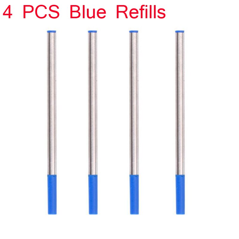 Full Metal Roller Ball Pen Refills Luxury Nice Smooth Writing Signature Pen Refills: 4 Blie Refills