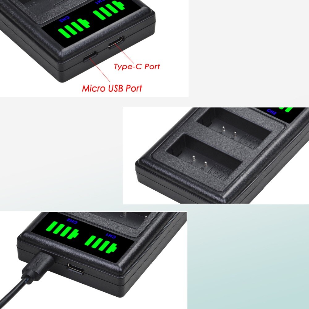 LP-E10 Battery and Dual Charger for Canon EOS Rebel T6, T7, T3, T5,Kiss X50, Kiss X70, EOS 1100D, EOS 1200D, EOS 1300D / 2000D