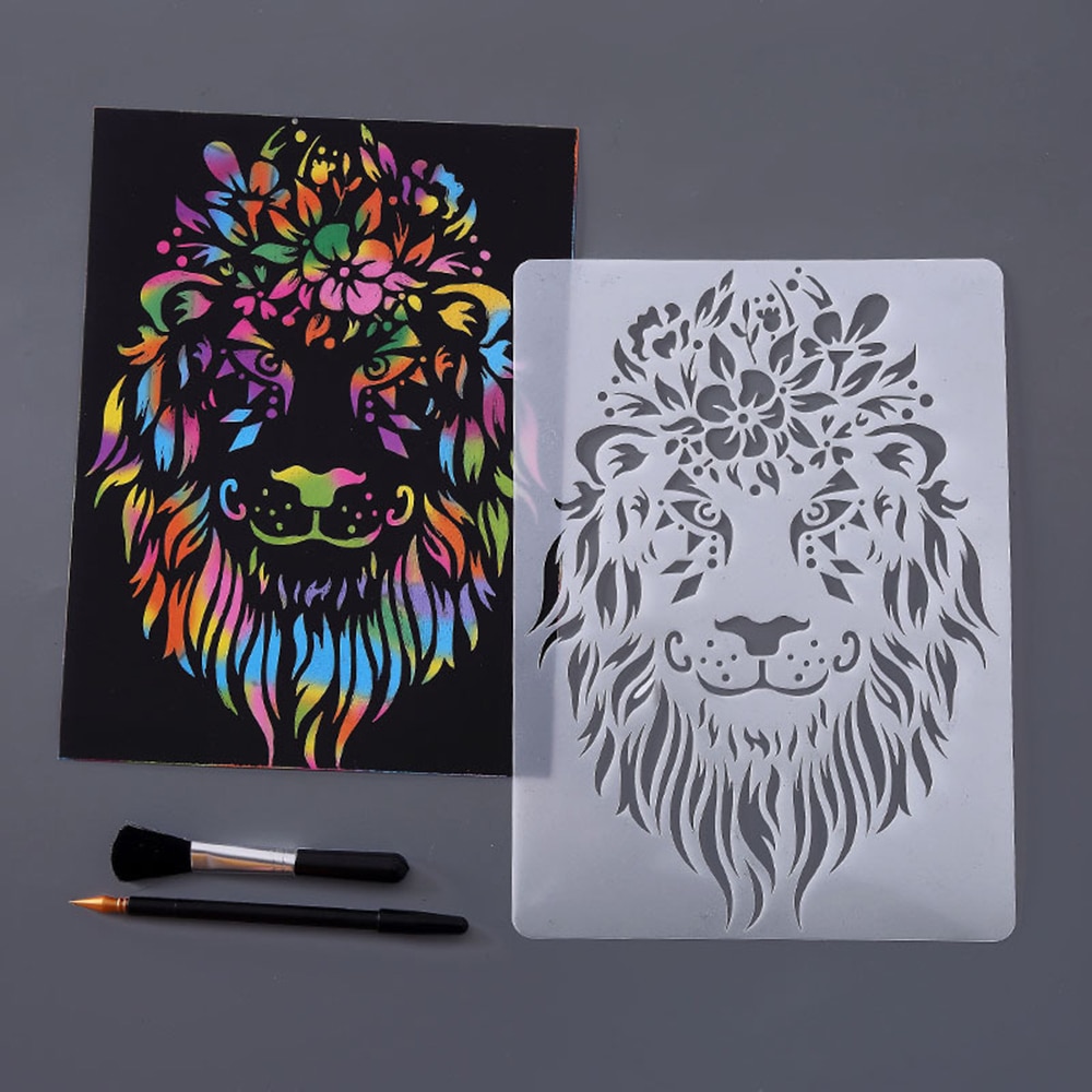 Animal Series Hollow Painting Stencils A4 Lace Ruler Drawing Template Stencils for Diy Scrapbooking Plastic
