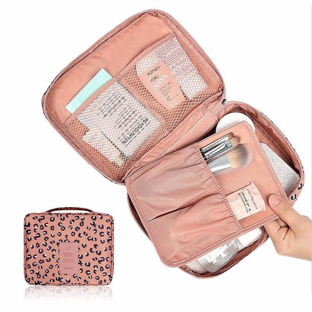 Vrouw Pocket Reis Clear Cosmetische Make-Up Tas Toilettas Travel Kit Badkamer Luipaard Print Organizer # E