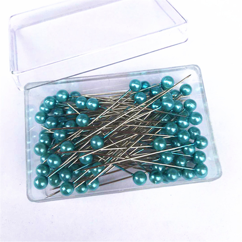 100Pcs/Box 40mm Colorful Round Pearl Head Needles Stitch Straight Push Sewing Pins For Dressmaking DIY Sewing Tools Positioning: 06