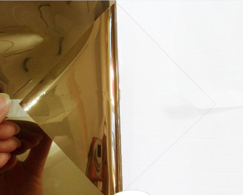 SUNICE-película Solar polarizado ventana UV reflectante espejo dorado, pegatina de vidrio, aislamiento térmico tintado, calcomanías de privacidad para construcción del hogar