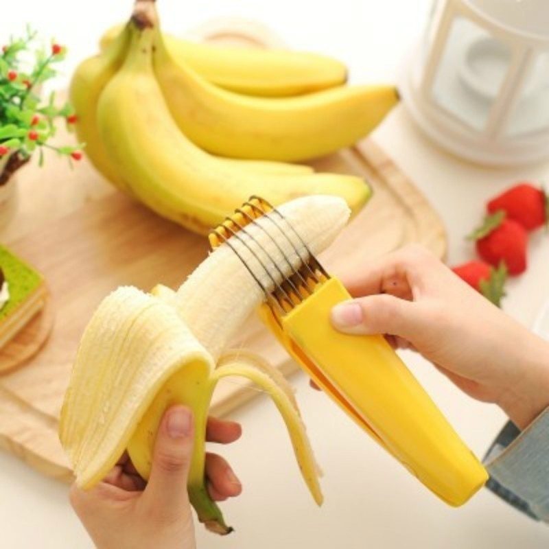 Rustfritt stål banan kutter frukt grønnsak pølse skiver salat sundaes verktøy matlagingsverktøy kjøkken tilbehør dingser